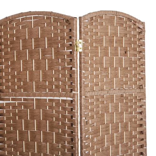 HOMCOM Room Divider 6 Panel, 6FT Tall Folding Privacy Screen, Freestanding Hand-Woven Partition for Room Separation with 360° Hinges, Paper Rope Diamond Weave, Natural