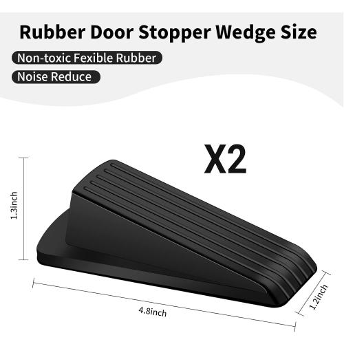 Door Stoppers, 2 Pack Premium Rubber Door Stoppers for Bottom of Door Security Rubber, Door Stopper Wedge for Carpet Heavy Duty Door