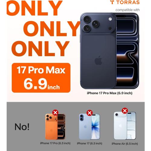 TORRAS for iPhone 17 Pro Max Case Crystal Clear, Anti-Yellowing, Clear 6.9