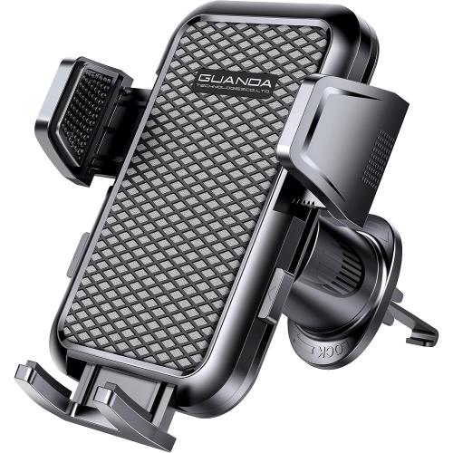 Air Vent Car Phone Holder, Metal Hook Clip, One-Hand Release, Anti-Shake