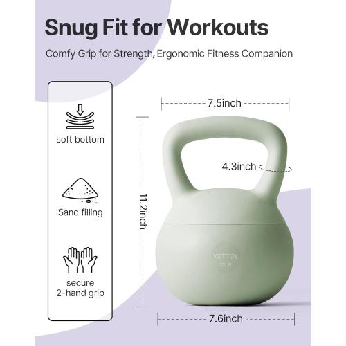 YOTTOY Soft Kettlebell,Kettlebell Anti-Slip Grip Weight for Home Workouts, Kettlebells Set Strength and Safety Guaranteed