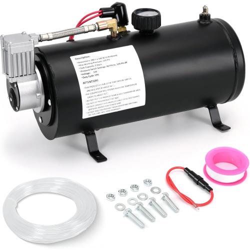 PTNHZ DC 12V MAX 150PSI Air Compressor Tank Pump w/3 Liter 0.8 Gallon Tank For Train Truck Boat Pickup Motorhome Portable Air Compressor Pump