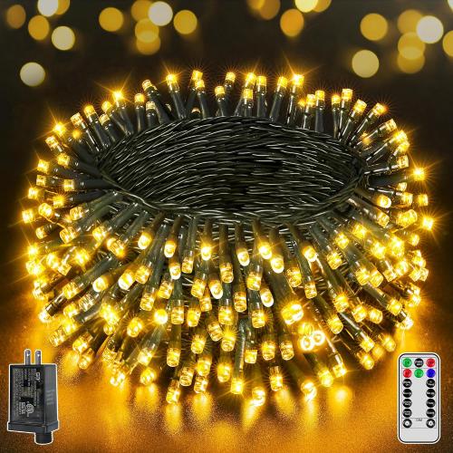 500 LED 164 FT Christmas Lights, Waterproof Outdoor String Lights with Remote and Timer, Christmas Tree Lights with 8 Modes Dimmable, Fairy Lights for Holiday Decor (Warm White)