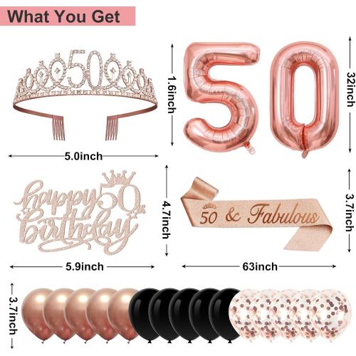 50th Birthday Decorations for Women, 32pcs 50th Birthday Party Decorations