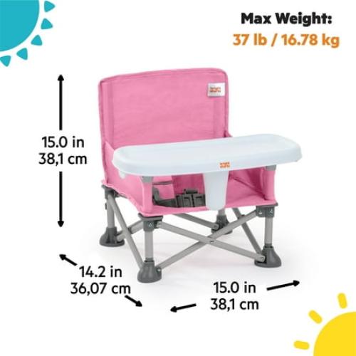Bright Starts Pop ‘N Sit Portable Booster Seat, Pink, 6  Months
