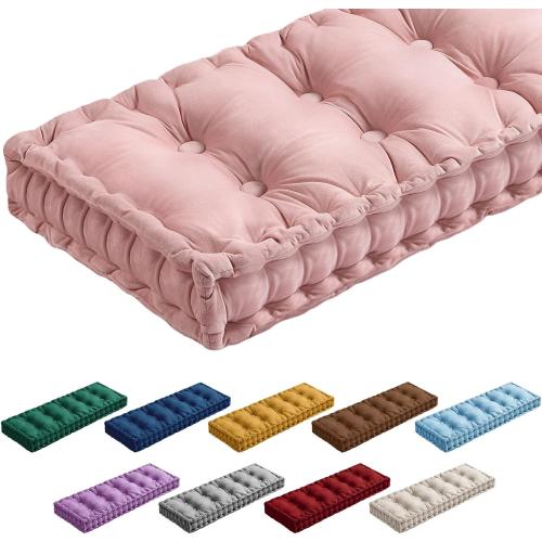 Threehoney Velvet Bench Cushion for Indoor Furniture, Pink, 42x16 in
