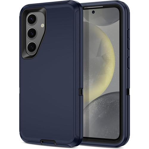 I-HONVA for Samsung Galaxy S24 Case,Galaxy S25 Case Shockproof Dust/Drop Proof 3-Layer Full Body Protection [Without Screen Protector] Rugged Heavy Duty Cover for Galaxy S24/S25,Navy Blue/Black