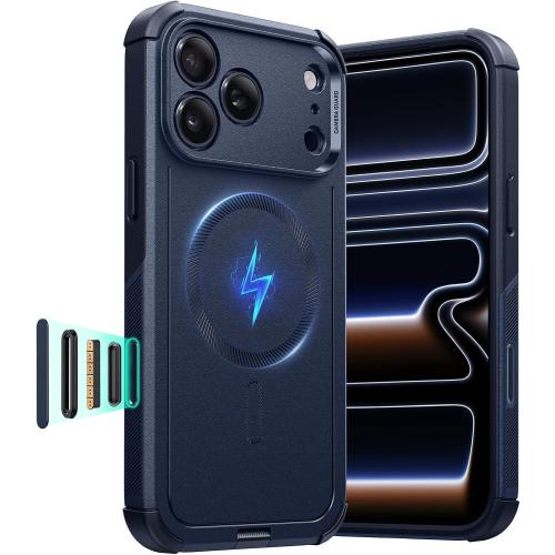 ESR for iPhone 17 Pro Case, 7X Military-Grade Drop Protection, Shock-Absorbing Rugged Cover with Camera Control Button, MagSafe Accessories Compatible, Cyber Series, Navy Blue