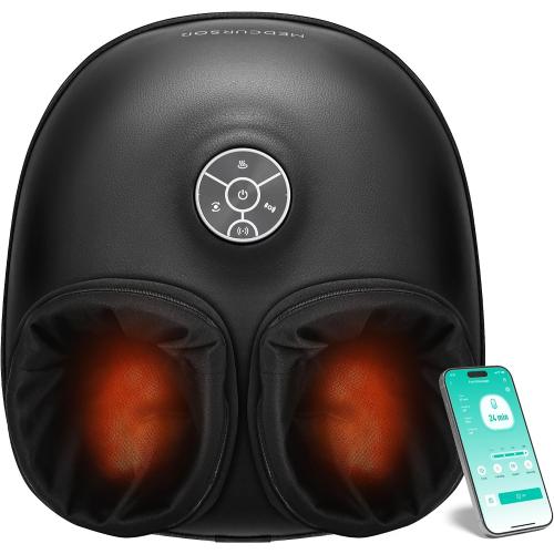Medcursor Foot Massager with Heat - 2026 Upgraded Shiatsu Deep Kneading Machine, Multi Air Compression Intensity, Smart APP Mobile Remote Control, Feet Massage for Home and Office Use
