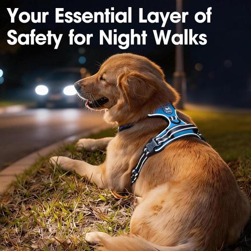 PoyPet No Pull Dog Harness Medium, Reflective Vest with Front Clip & Handle