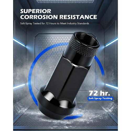 OMT M12x1.25 Lug Nuts with Cone Seat, 20pcs Lug Nuts Set with 1 Socket Key
