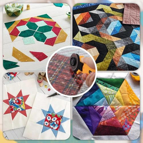 Slotted Quilting Ruler Set – 17“ x 12.8” Acrylic Quilting Rulers with 45mm Rotary Cutter, Non-Slip Mat & Arrow Stickers – Ideal for Precise Fabric Cutting, Sewing, Crafting and Patchwork