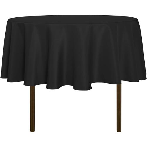 sancua Round Tablecloth 48 Inch Fits 20-36 Inch Tables, Black