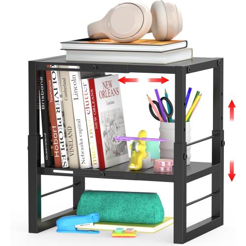 LIDTOP Locker Organizer Shelf School, Adjustable Width and Height, Stackable Metal Locker Storage Organization, Ideal Locker Fits Standard Size School, Office, and Gym Lockers, Black