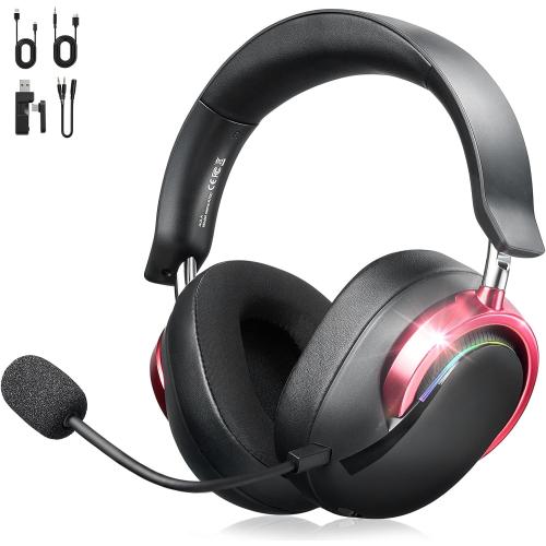 Wireless Gaming Headset with Mic Over Ear Headphones for PC,Xbox,PS5,Switch