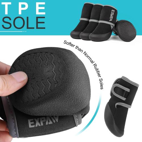 EXPAWLORER Waterproof Dog Shoes for Small Medium Large Dogs, Dog Shoes for Hot Pavement, Hiking Walking, Reflective Dog Booties for Outdoor Snow Rain Days, Anti-Slip Dog Boots & Paw Protectors