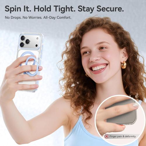 Summer Series 360 Spin Stand for iPhone 17 Pro Case (Compatible with MagSafe) [Military Drop Protection] Magnetic Clear Shockproof Protective for 17 Pro Phone Case 6.3'', Blue