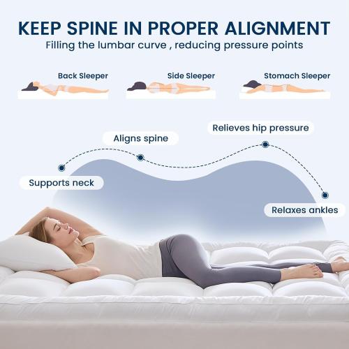 Queen Mattress Topper Extra Thick, Cooling Plush Mattress Pad