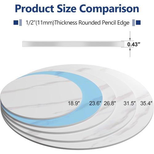 ZL ZELing Round Sintered Stone Table Top 23.6,Replacement Table Top for Indoor & Outdoor - Heat/Scratch Resistant Waterproof Ceramic DIY Desktop,Patio/Balcony/Bistro/Café & Dining Room (White)