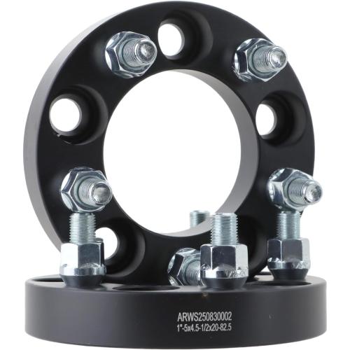 VibeUp 5x4.5 Wheel Spacers, 1 5x114.3mm Hub Centric Spacer for Ford Edge 07-13; Jeep Liberty 06-12; Ford Ranger 98-01, 25.4mm Wheel Adapter 82.5mm Hub Bore with 1/2 x20 Studs Black 2pcs