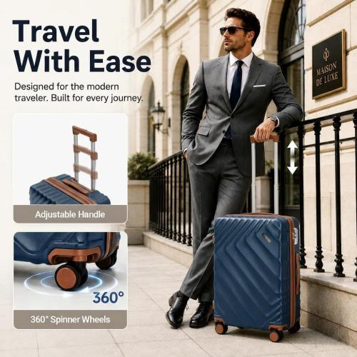 Rosamo 3 Piece Luggage Set Expandable Hardside Suitcase, 20in Carry On