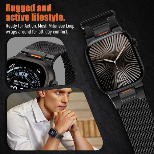 BXUXOHS Milanese Loop for Apple Watch Band 42mm 41mm 40mm 38mm iWatch Men