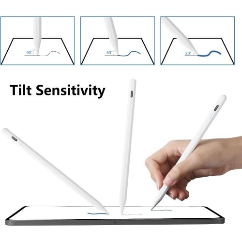 Stylus Pen for iPad A16 11th 10th 9th 8th 7th 6th Generation, iPad Pro 12.9 11 13 inch M4, iPad Air M3 M2 5th 4th 3rd Gen, iPad Mini A17 Pro 7 6 5, for Apple Pencil Pro 1st 2nd Gen Alternative (White)