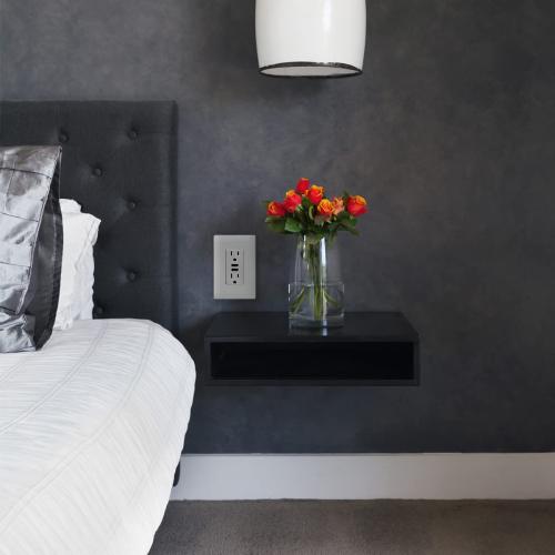 3.6A USB Type A Charger with TR Duplex Receptacle 15A/125V, Silver Granite
