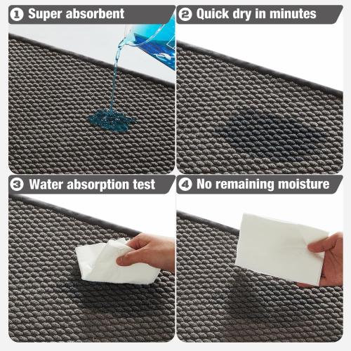 TYUU Bathroom Rugs Non Slip Washable, Super Absorbent Thin Bath Mat Small Quick Dry Low Pile Bathroom Rug, Dark Grey 16x24