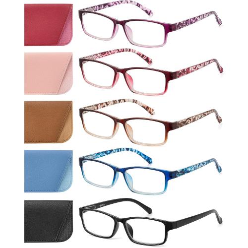 JOLISU 5-Pack Reading Glasses for Women Men Small Face, 1.5, Mix Color
