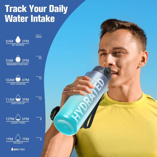 Sahara Sailor Water Bottle 25oz, Tritan Sports Bottle with Time Marker