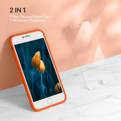 Miracase Silicone for iPhone SE 2022/SE 2020/7/8 Case,Amber Orange