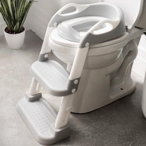 Jool Baby Potty Training Seat with 2 Step Ladder for Toddlers – Splash Guard, Adjustable Height (Gray)