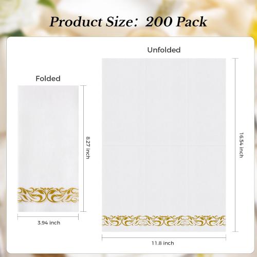 BESTVIP 1 Pack‼️ Disposable Hand Towels for Bathroom, Linen Feel, Gold