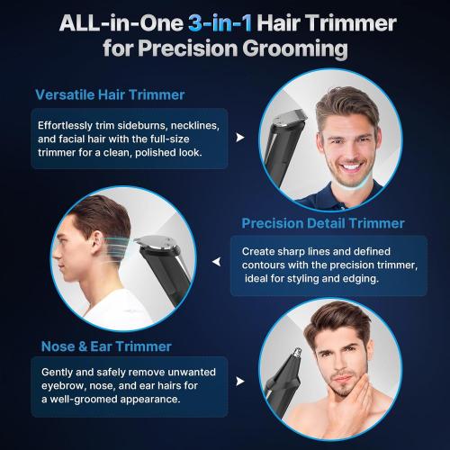 Valano Beard Trimmer Hair Clippers for Men All-in-One Self-Sharpening Electric Men's Cordless Rechargeable Mustache Grooming Kit Gift for Ear Nose Body Public