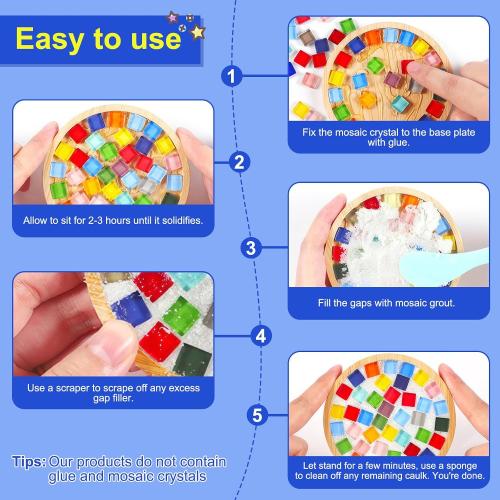 Mosaic Grout for Crafts, 28.2oz Big Capacity, Grout for Mosaic Tiles Crafts, Essential for Handmade Grouting, DIY Craft Projects Accessories, No Need to add Water, Direct Caulking Tile Tools
