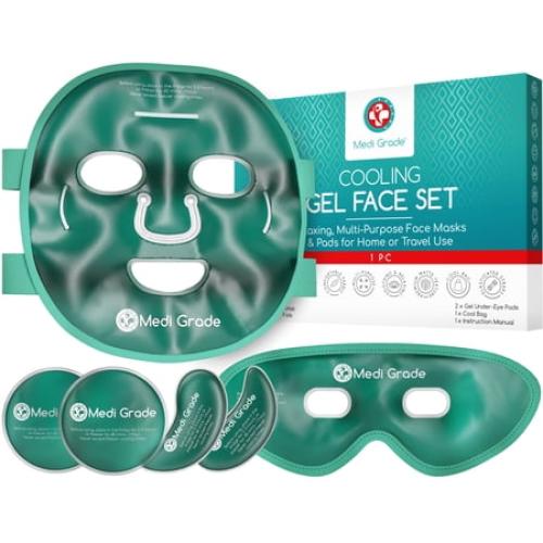 Medi Grade Adult Cooling Mask – Ice Face and Eye Mask with Chillgel for Puffy Eyes & Migraine Relief
