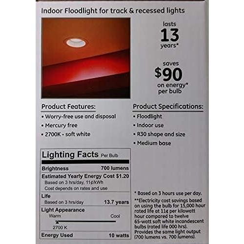 GE LED BR30 Indoor Floodlight Bulb (8 Pack) - Energy Star Certified, Soft White, 10W