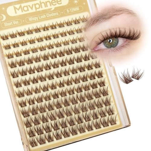 Brown Lash Clusters Short 8MM 10MM 12MM Eyelash  C-Curly Dark Brown Fluffy