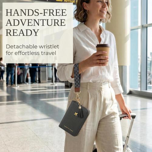 Beautiful Passport Holder And Travel Wallet with Wristlet Strap