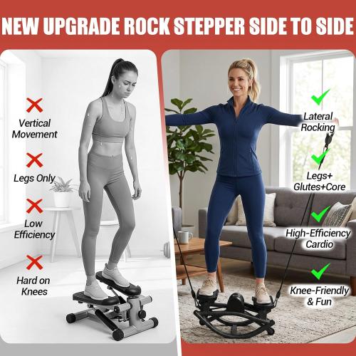 Rock Stepper Side to Side, 300 LBS Capacity, Side Stepper Exercise at Home | Resistance Band & Digital Display, Anti-Slip Rocking Stepper Exercise Machine for Full Body Workout Low-Impact Knee-Friendly