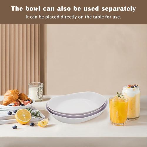 Fruit Bowl for Kitchen Counter, 3 Tier Plastic Serving Bowls with Bamboo Stand, Tiered Fruit Basket for Fruits Vegetable Storage, Cake, Dessert, Nuts, Snack, Salad for Party Wedding