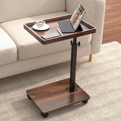 C Table End Table Adjustable Height, 360°Swivel TV Tray Table for Small Spaces