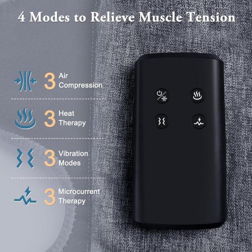 Air Compression Leg Massagers for Circulation and Pain Relief with Heat, Cordless Wearable Thigh or Calf Leg Massagers, 4 Modes 3 Intensities Relax for Home Office Gym, Gift for Men Women (Pair)