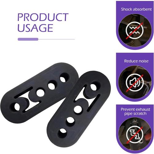 2 PCS Rubber Exhaust Hangers, 4 Holes Adjustable Muffler Hanger, Universal Muffler Exhaust Hanger System, Heavy Insulator Support Bushing Mount, Universal Tailpipe Damping Bracket (Black)