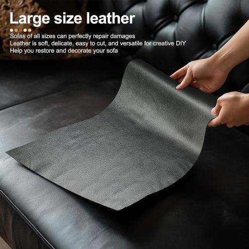 TIANLDD Leather Repair Tape,16 x 80 Inches Self Adhesive Leather Repair Patch，Leather Repair Kit for Furniture，Couches,Car Seats,Cabinets,Handbags(Black Grey-Litchi Grain)