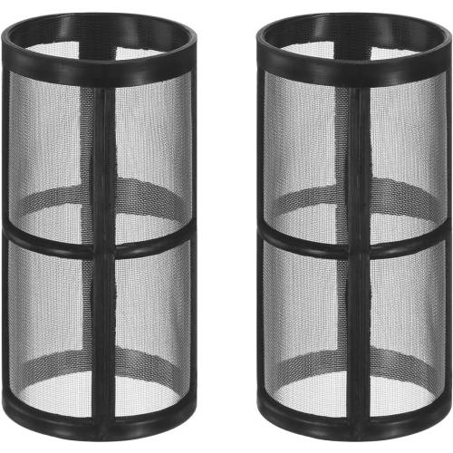 M METERXITY 2-Pack 100 Mesh Stainless Steel Filter Screen, Reusable Water Pump Strainer Replacement for Sediment Filter T Strainer, Inline Water Filter Accessory [Black]
