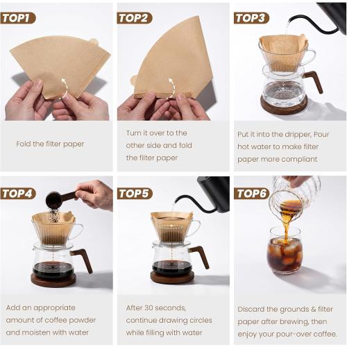 200 Count #4 Cone Coffee Filters, Unbleached Natural Paper Coffee Filters for 8–12 Cup Coffee Makers, Disposable #4 Cone Filters Compatible with Ninja Cuisinart, Drip Coffee Maker & Pour Over Brewers