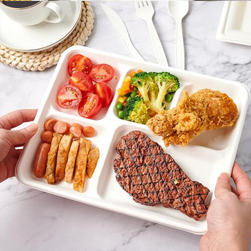 ECOLipak Compostable Disposable 125 Compartment Paper Plates, 10.25inch