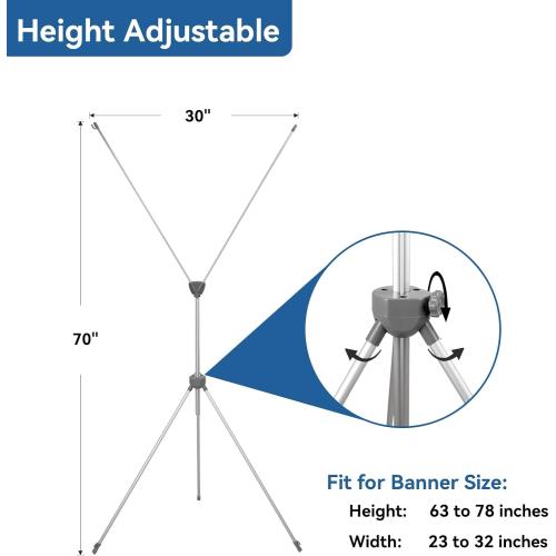 QKA Adjustable X Banner Stand , Sizes from 23x63 to 32x78 inches, 2 Pack